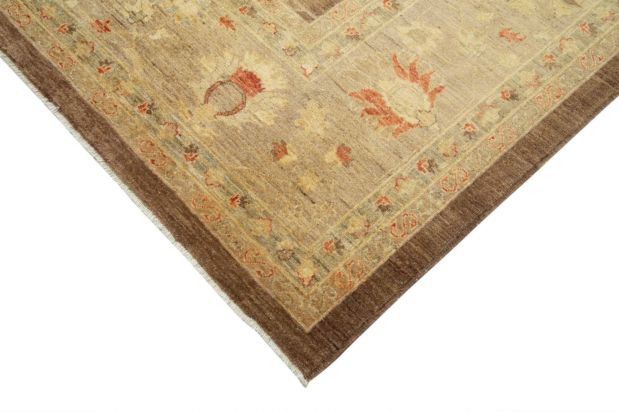 Handmade Wool Area Rug | Tebriz Classic Brown Cotton Wool Rug for Living Room