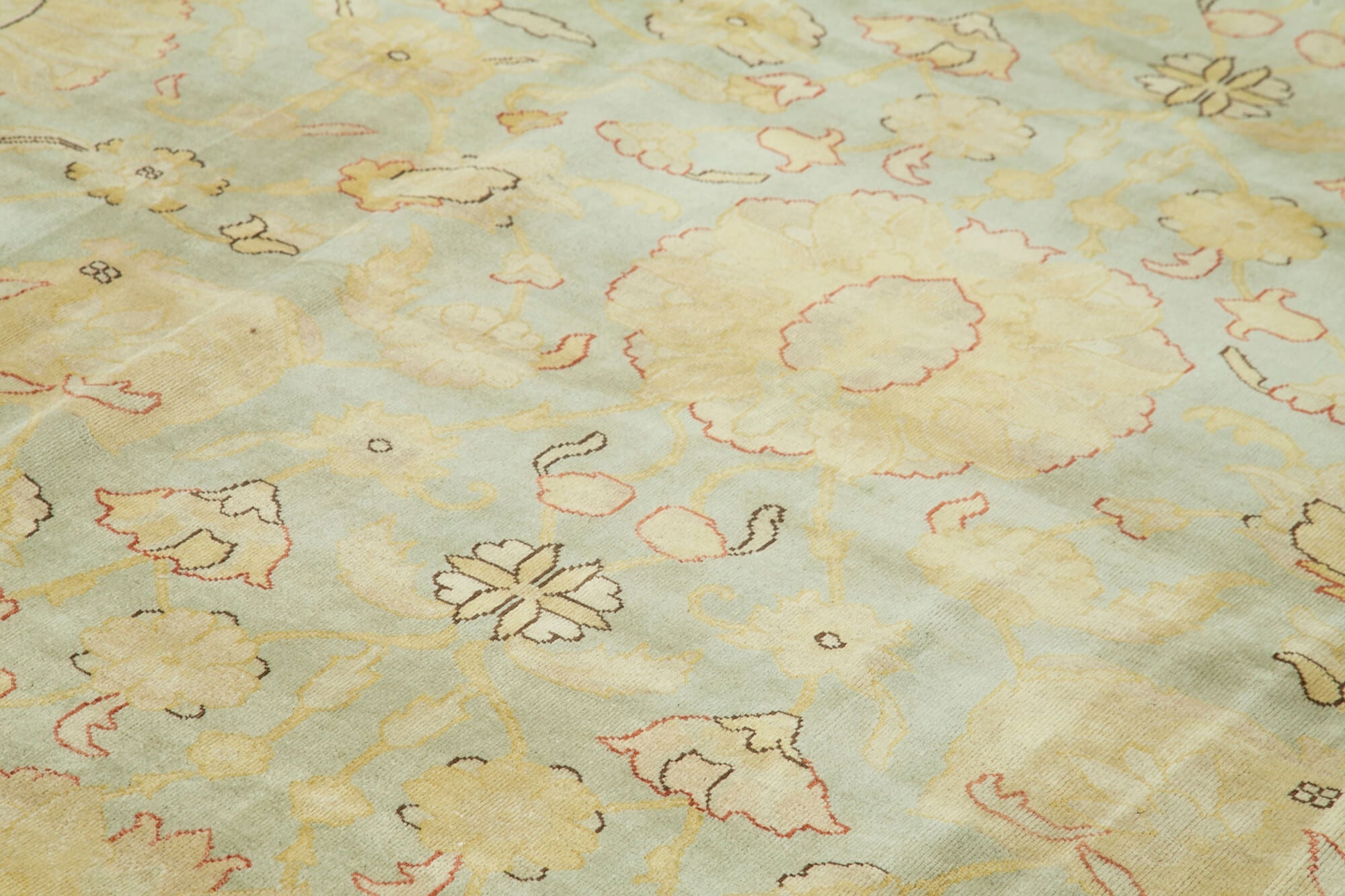 Handmade Wool Area Rug – Classic Beige Carpet With Soft Cotton Blend, 8'8''x11'11''