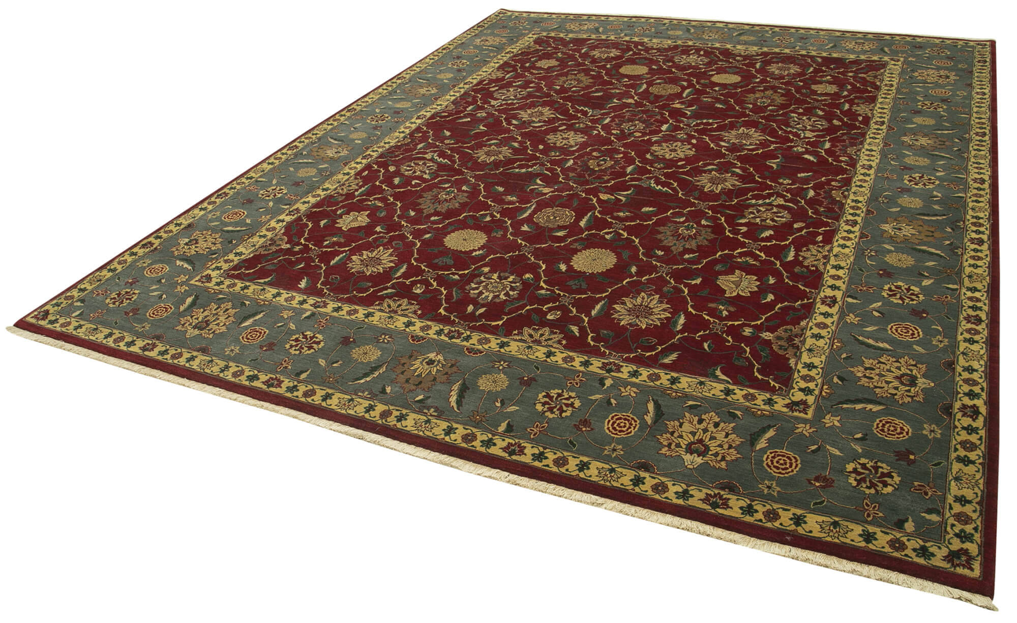Handmade Wool Area Rug – Vintage Turkish Rug 9'x12' Red Classic Cotton Wool