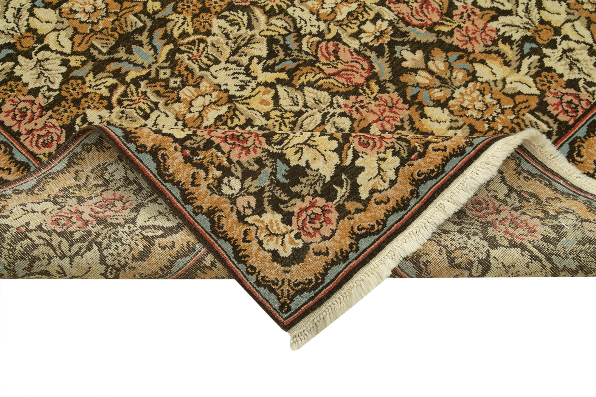 Handmade Cotton Wool Rug – Classic Black Rug | Turkish Vintage Carpet 9'0"x12'3"