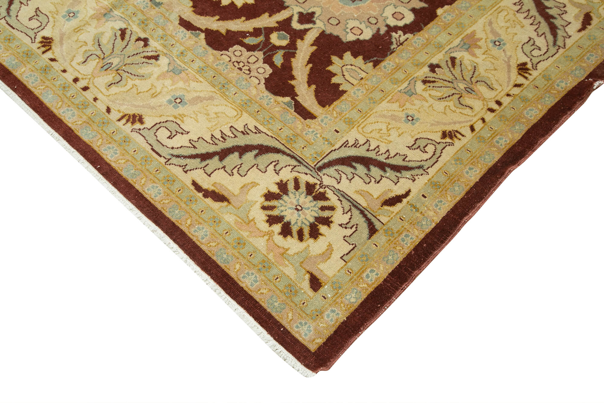 Handmade Wool Area Rug – Tebriz Classic Beige Cotton Wool Rug 9'7"x11'11"