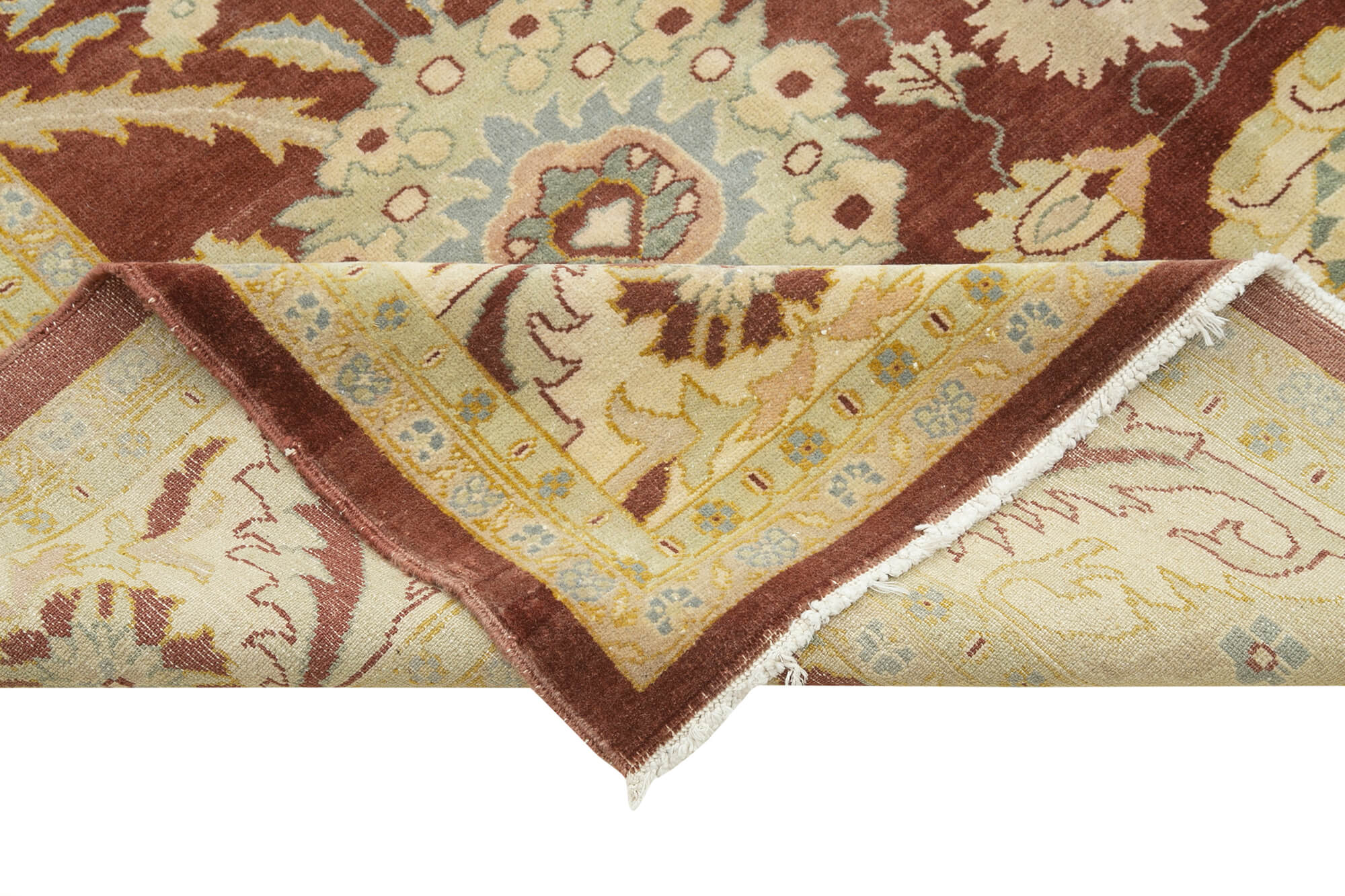 Handmade Wool Area Rug – Tebriz Classic Beige Cotton Wool Rug 9'7"x11'11"