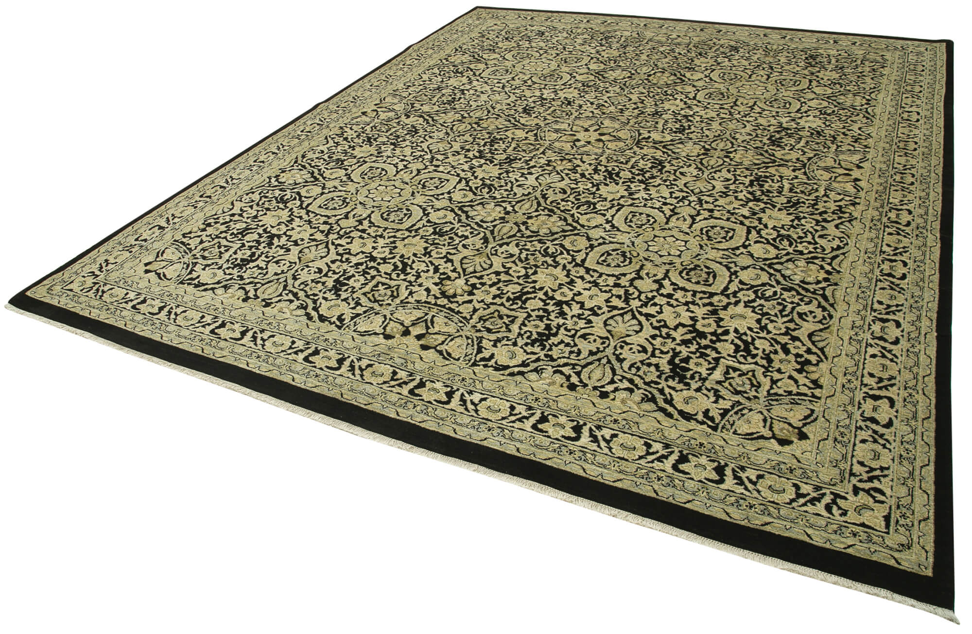 Handmade Wool Area Rug – Classic Beige Carpet, Turkish Hand Woven Rug 9'x12'