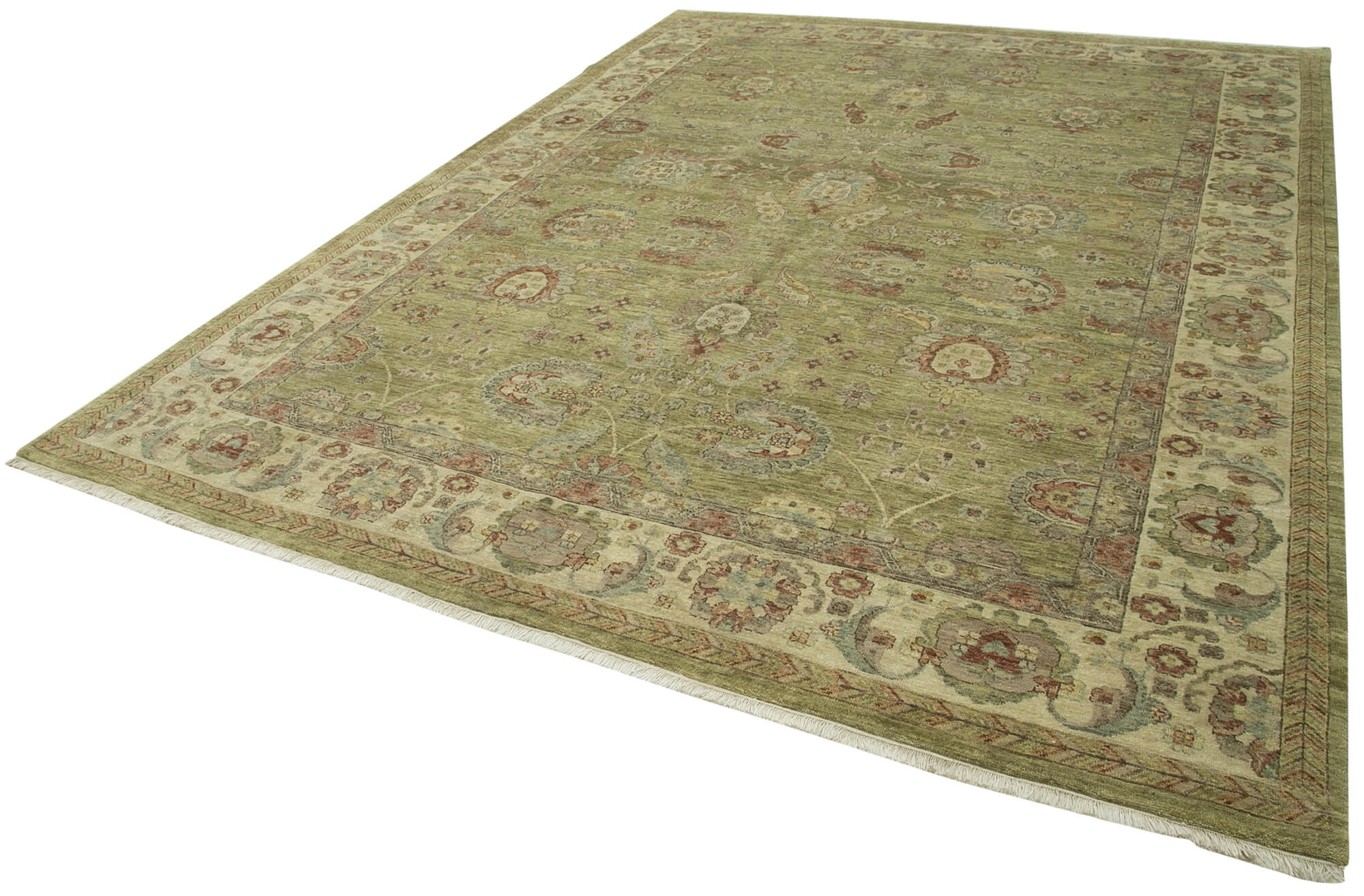 Handmade Wool Area Rug – Tebriz Classic Grey Cotton Wool Carpet 8'11''x11'9''