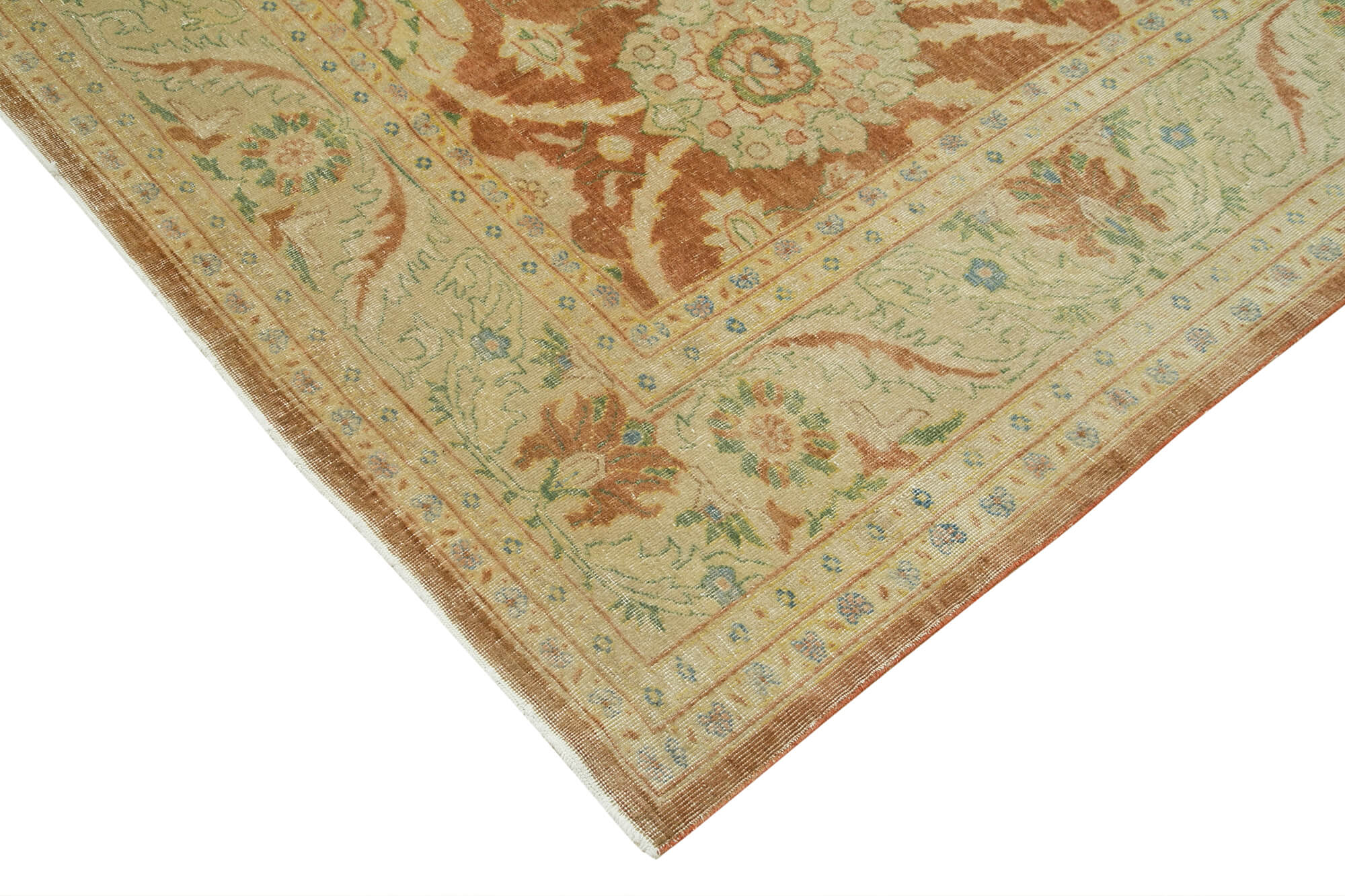 Handmade Wool Area Rug – Classic Beige Turkish Vintage Rug 8'10'' x 12'2''