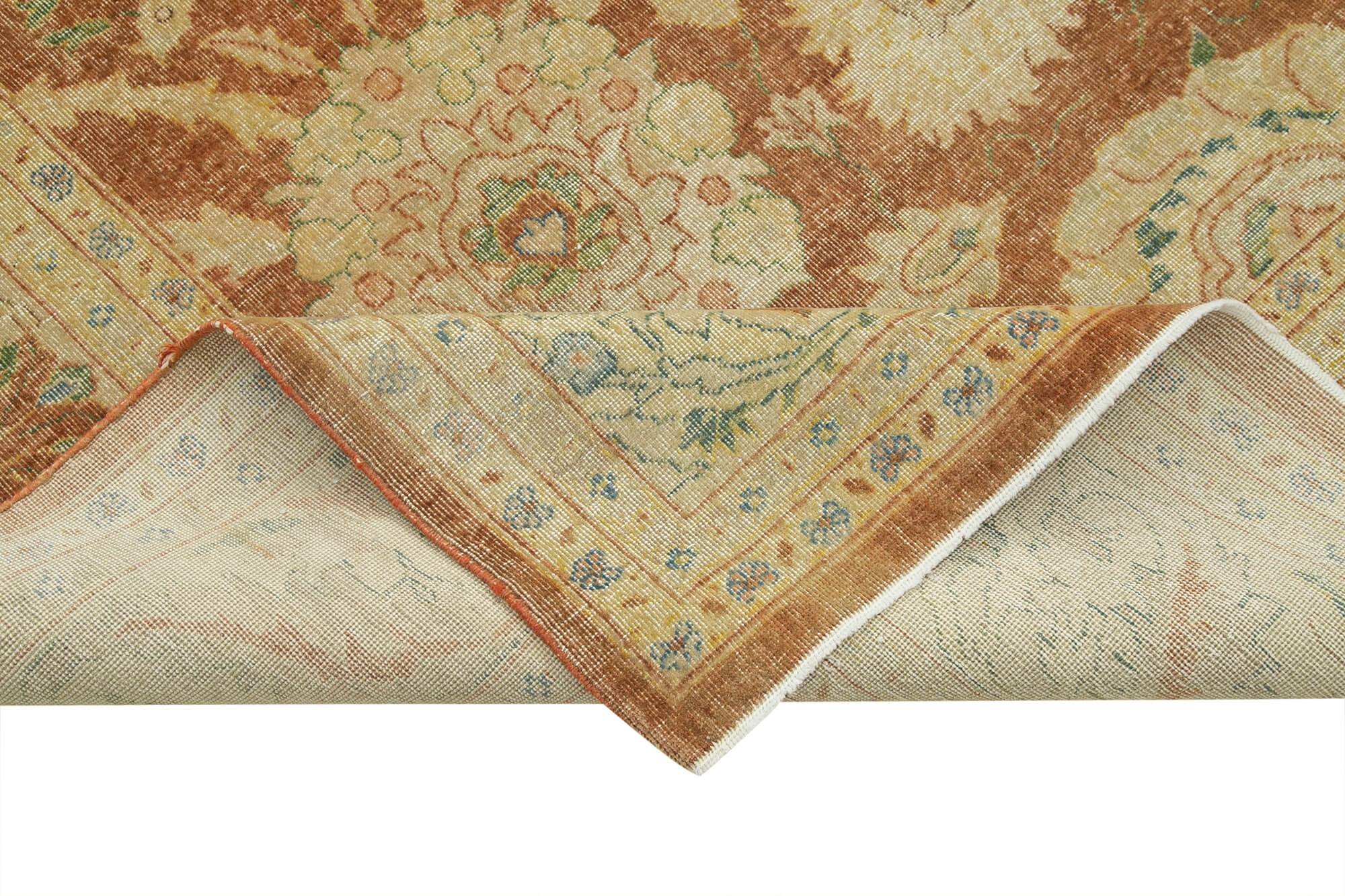 Handmade Wool Area Rug – Classic Beige Turkish Vintage Rug 8'10'' x 12'2''