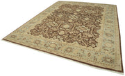 Handmade Wool Area Rug – Classic Cotton Rug Brown Wool Carpet 8'10" x 11'7"