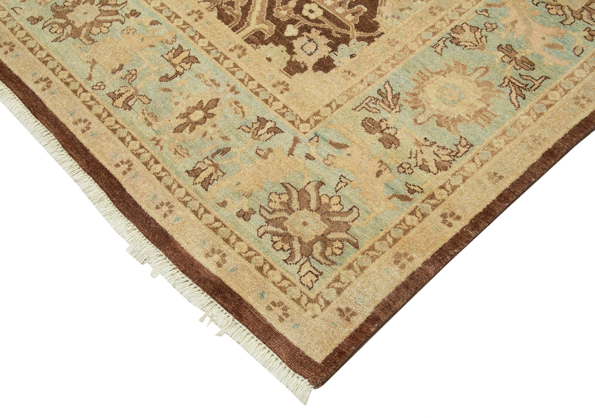 Handmade Wool Area Rug – Classic Cotton Rug Brown Wool Carpet 8'10" x 11'7"