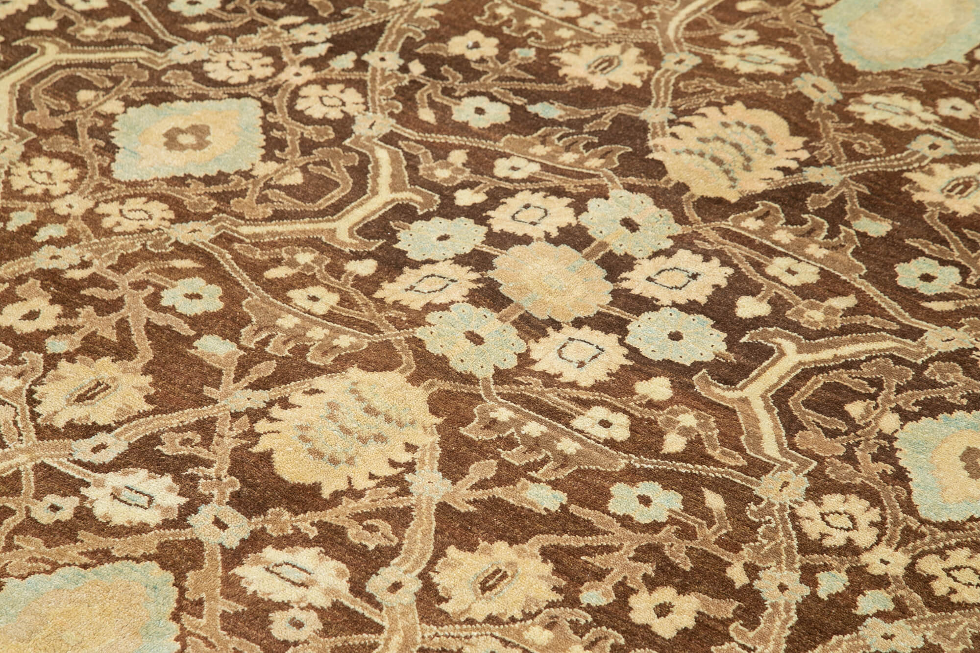 Handmade Wool Area Rug – Classic Cotton Rug Brown Wool Carpet 8'10" x 11'7"