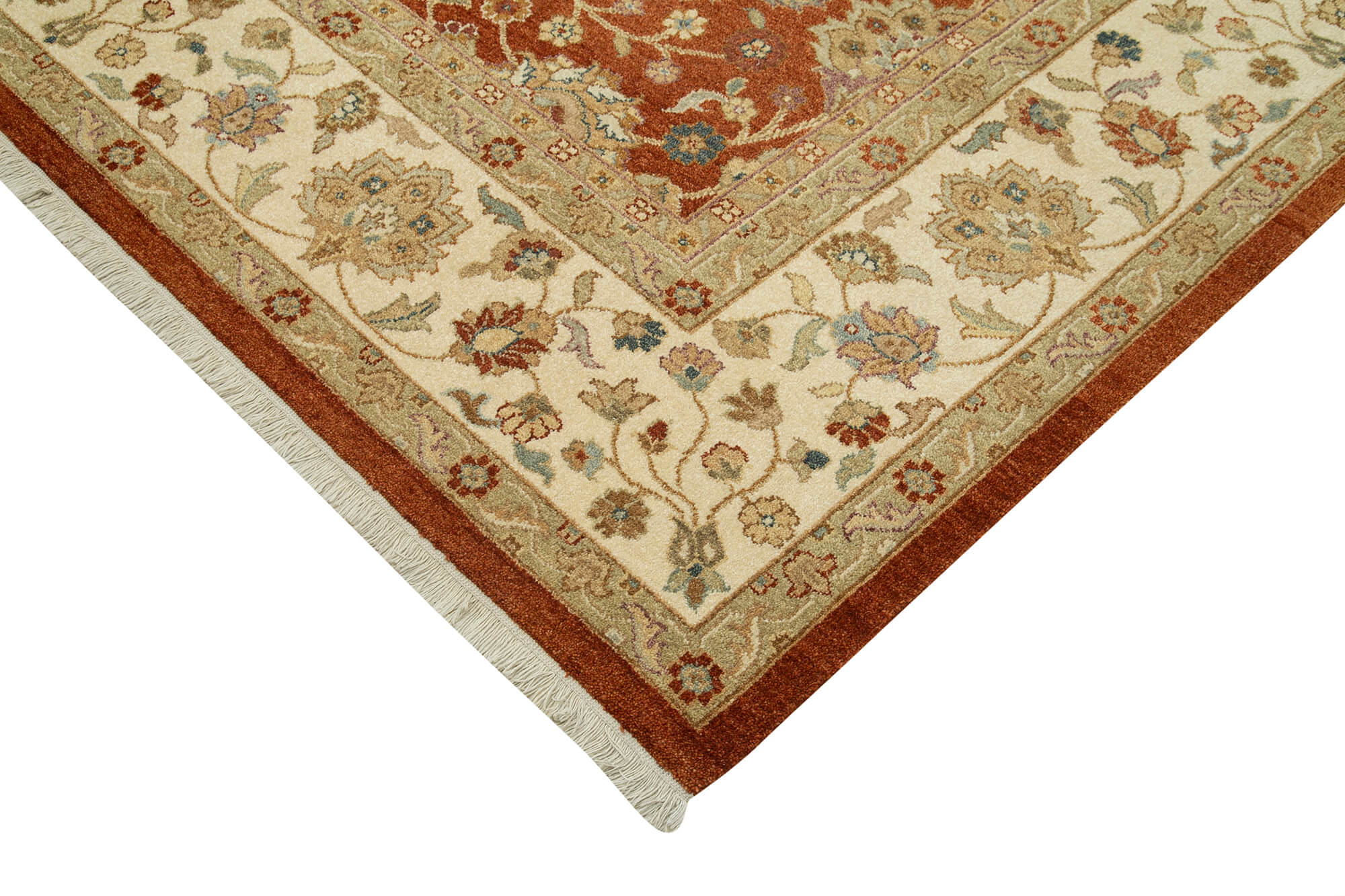Handmade Wool Area Rug – Tebriz Classic Beige Cotton Wool Rug 9'x12' Vintage Turkish Carpet