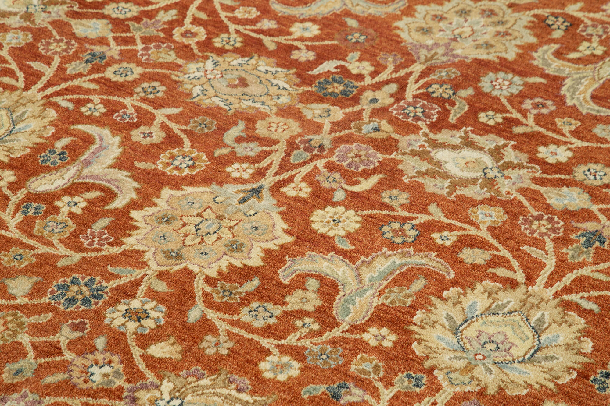 Handmade Wool Area Rug – Tebriz Classic Beige Cotton Wool Rug 9'x12' Vintage Turkish Carpet