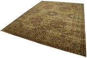 Handmade Wool Area Rug - Tebriz Classic Yellow Cotton Wool Carpet 8'6"x11'3"