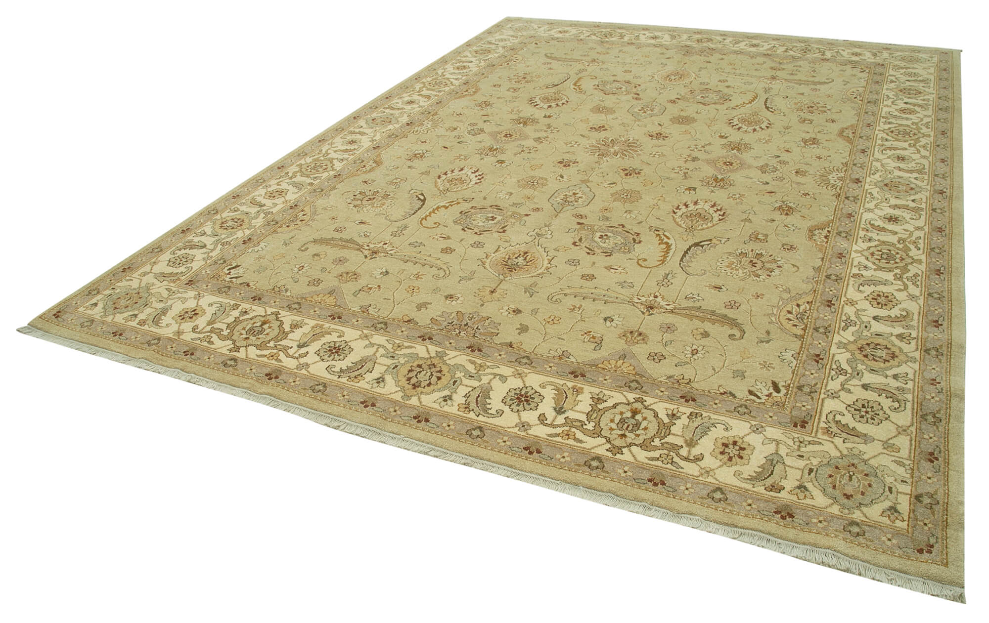 Handmade Wool Area Rug – Classic Beige Cotton Wool Rug 9'x12' Durable Soft Carpet