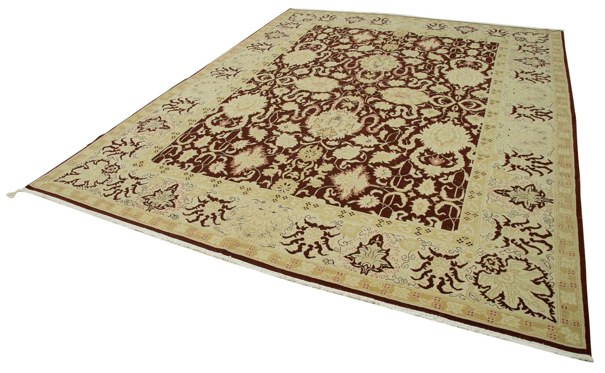 Handmade Wool Area Rug – Classic Beige Cotton Wool Rug 9'x11'7'' | Durable Natural Fiber