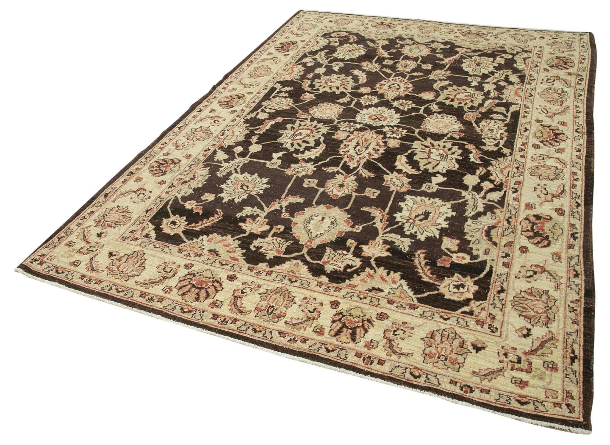 Handmade Wool Area Rug – Tebriz Classic Beige Cotton Wool Rug 6'2''x9'1''