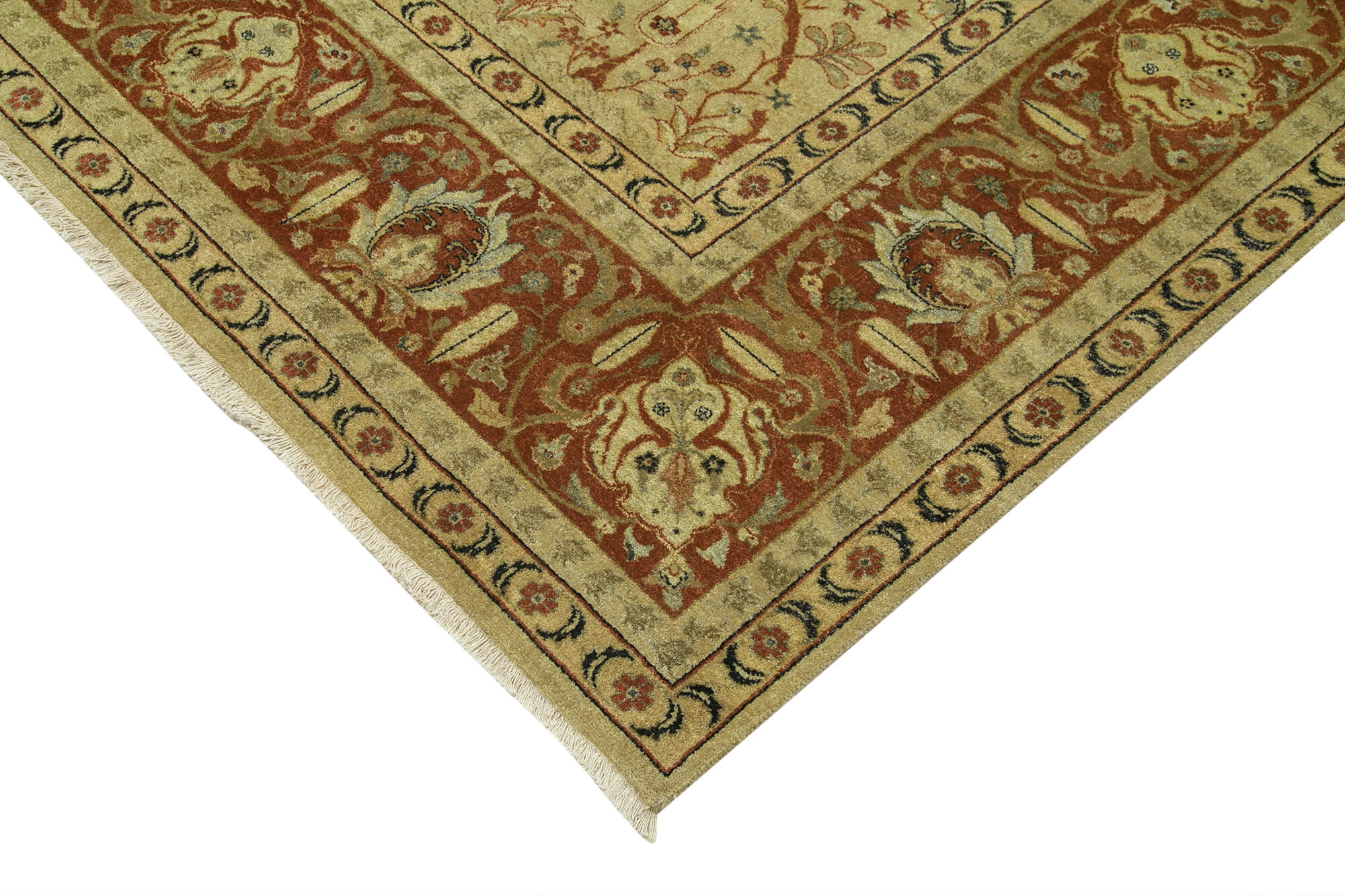 Handmade Wool Area Rug – Tebriz Classic Beige Cotton Wool Carpet 9'1''x12'0''