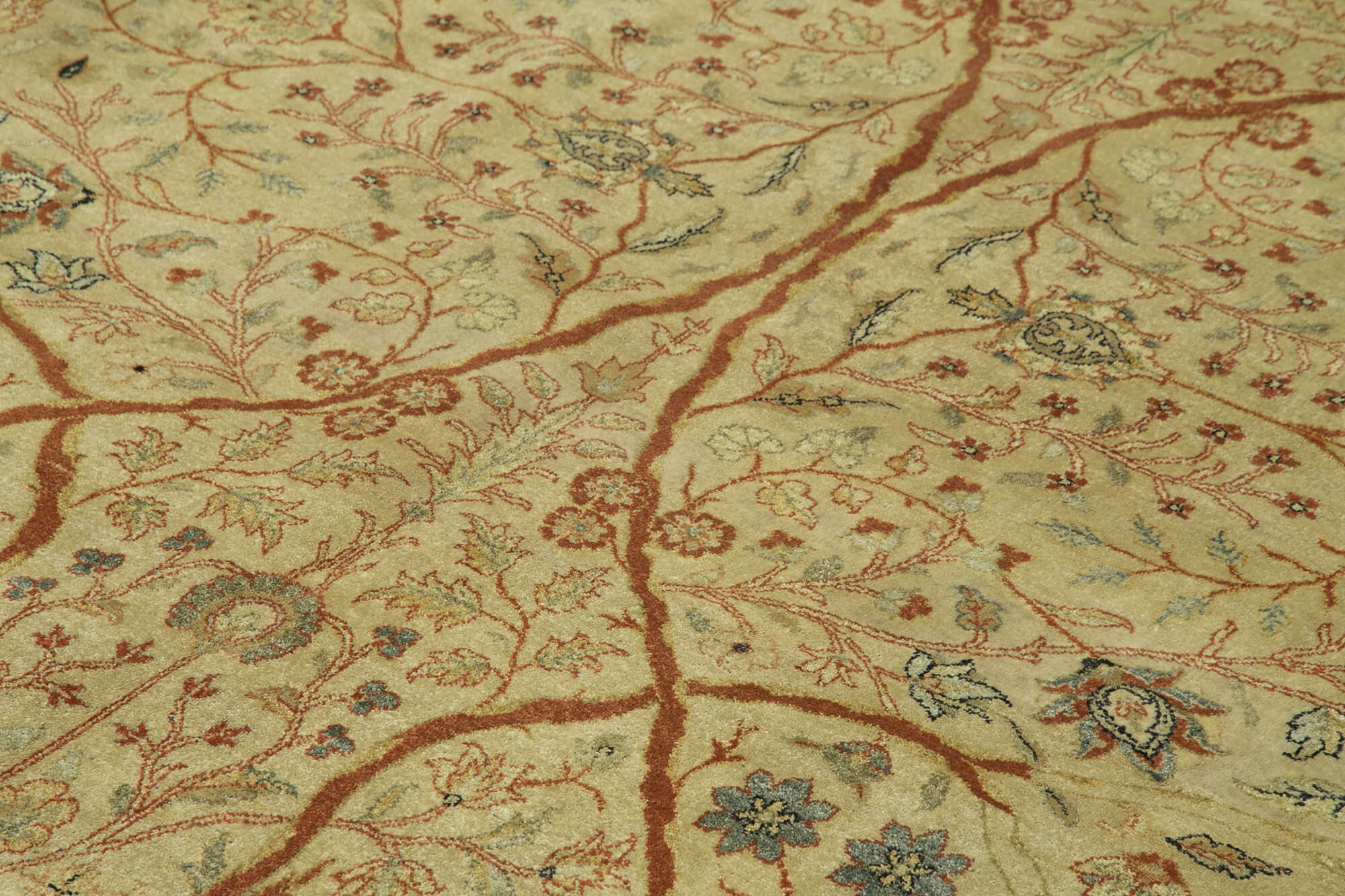Handmade Wool Area Rug – Tebriz Classic Beige Cotton Wool Carpet 9'1''x12'0''