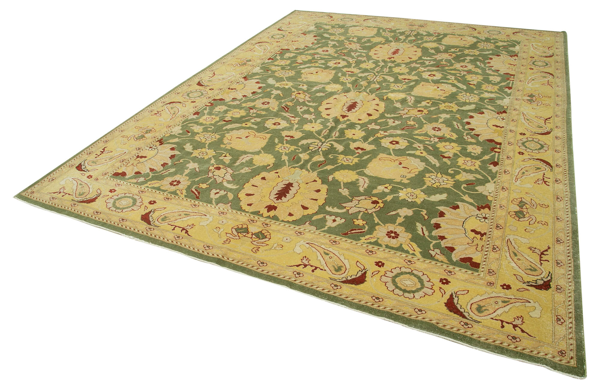 Handmade Wool Area Rug – Tebriz Classic Beige Cotton Wool Rug 8'10''x11'11''