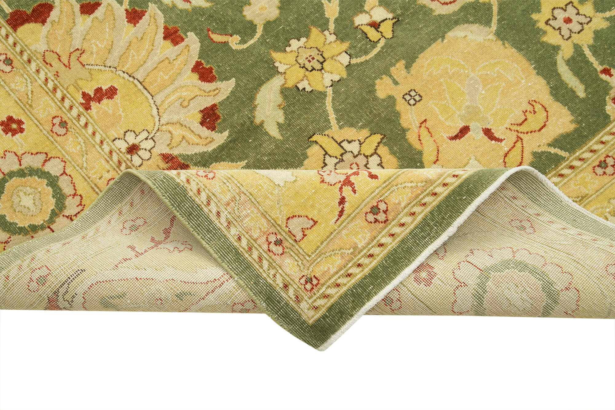 Handmade Wool Area Rug – Tebriz Classic Beige Cotton Wool Rug 8'10''x11'11''