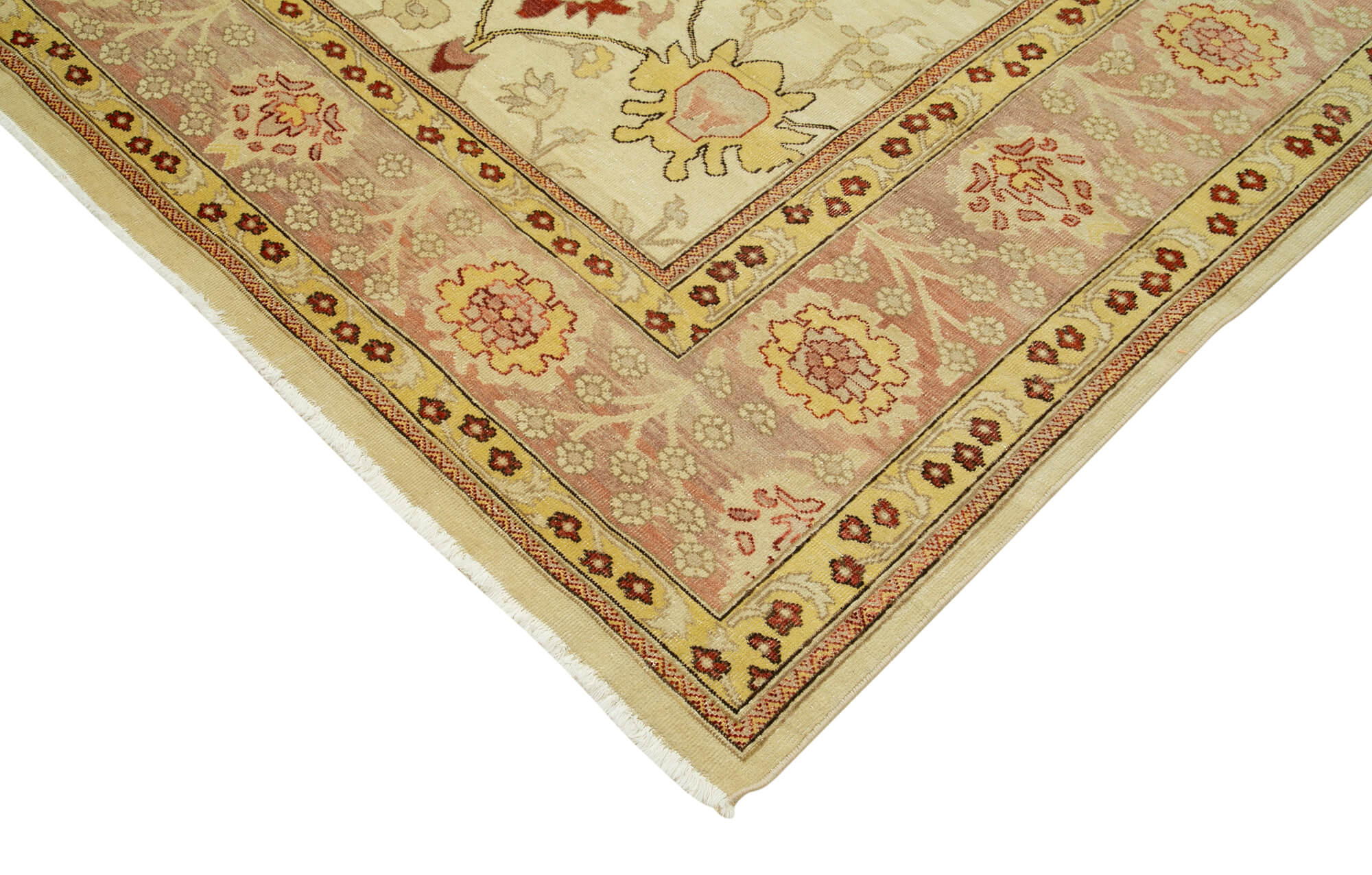 Handmade Wool Area Rug - Tebriz Classic Beige Cotton Wool Rug 8'10" x 11'10"