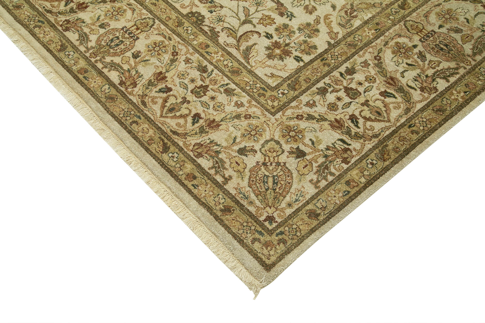 Handmade Cotton Wool Rug – Classic Area Rug 9'0'' x 12'0'' Beige Wool Carpet