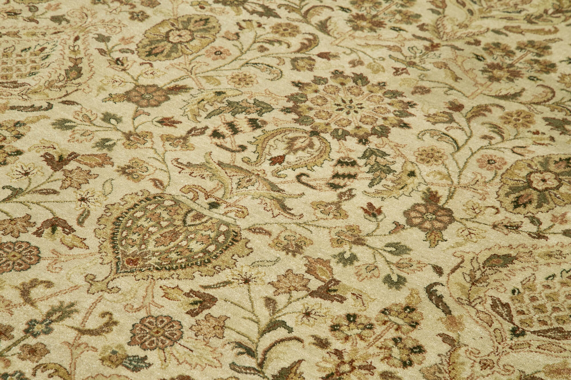 Handmade Cotton Wool Rug – Classic Area Rug 9'0'' x 12'0'' Beige Wool Carpet