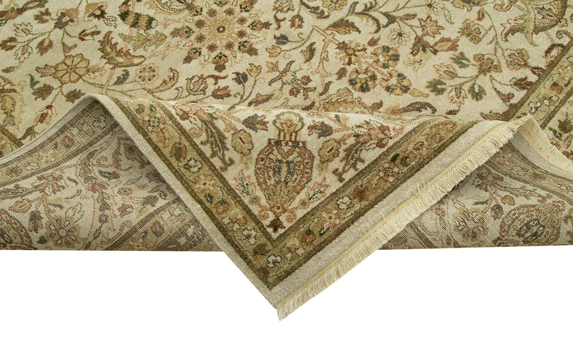 Handmade Cotton Wool Rug – Classic Area Rug 9'0'' x 12'0'' Beige Wool Carpet