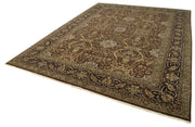 Handmade Wool Area Rug – Tebriz Classic Brown Vintage Turkish Rug 8x12 Feet
