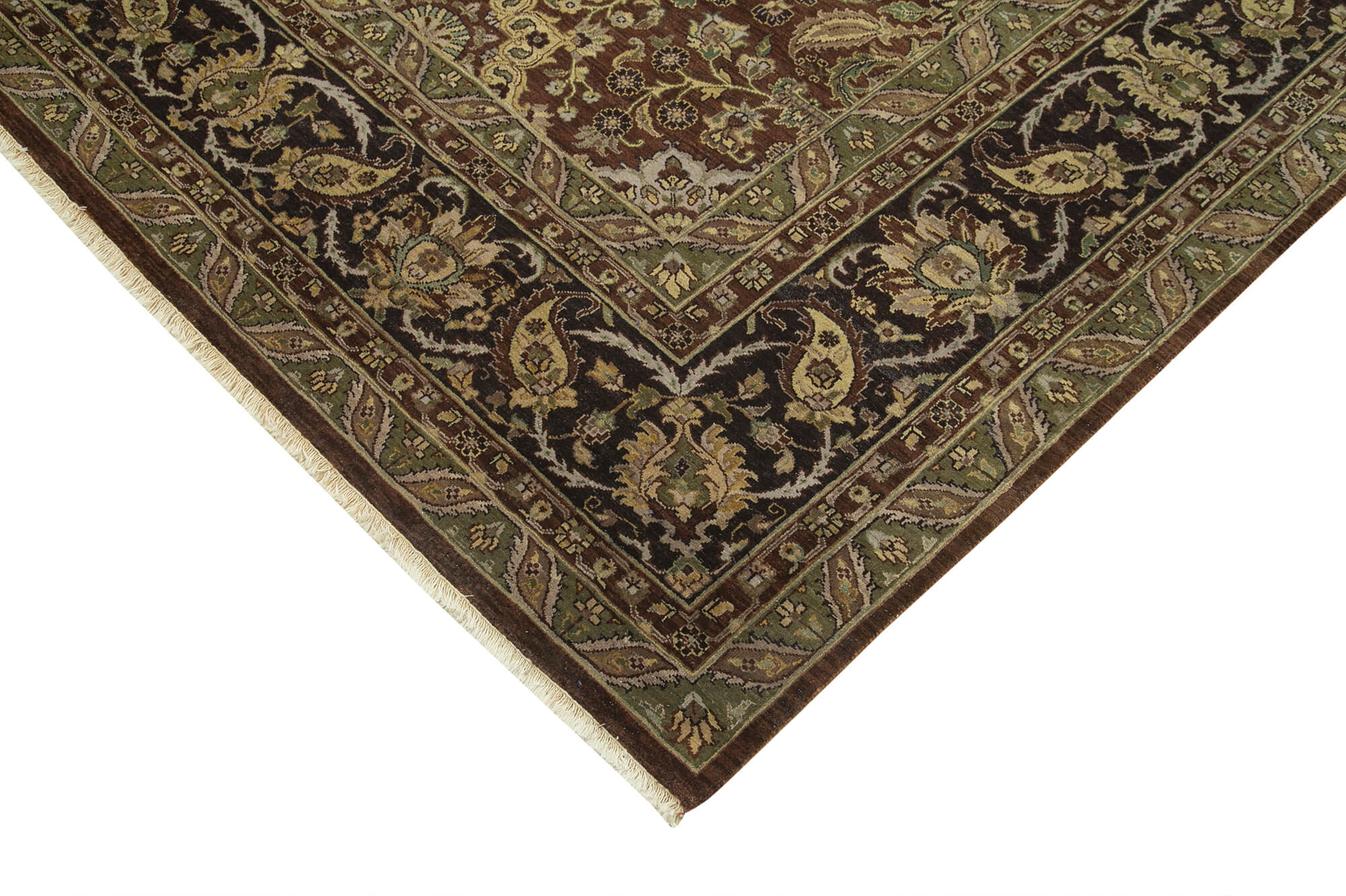 Handmade Wool Area Rug – Tebriz Classic Brown Vintage Turkish Rug 8x12 Feet