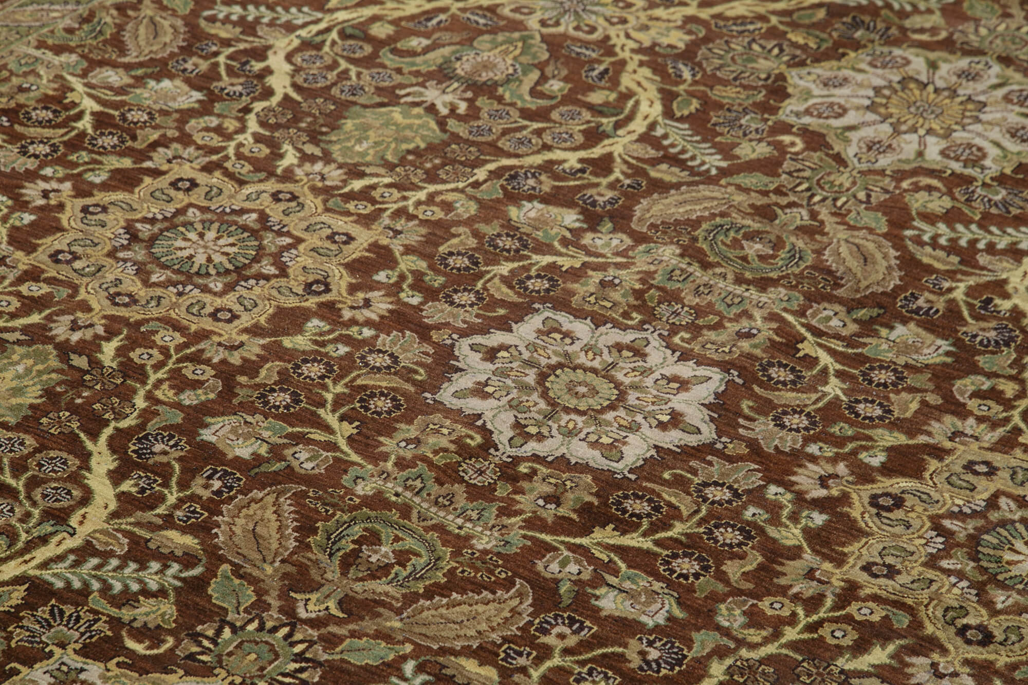 Handmade Wool Area Rug – Tebriz Classic Brown Vintage Turkish Rug 8x12 Feet
