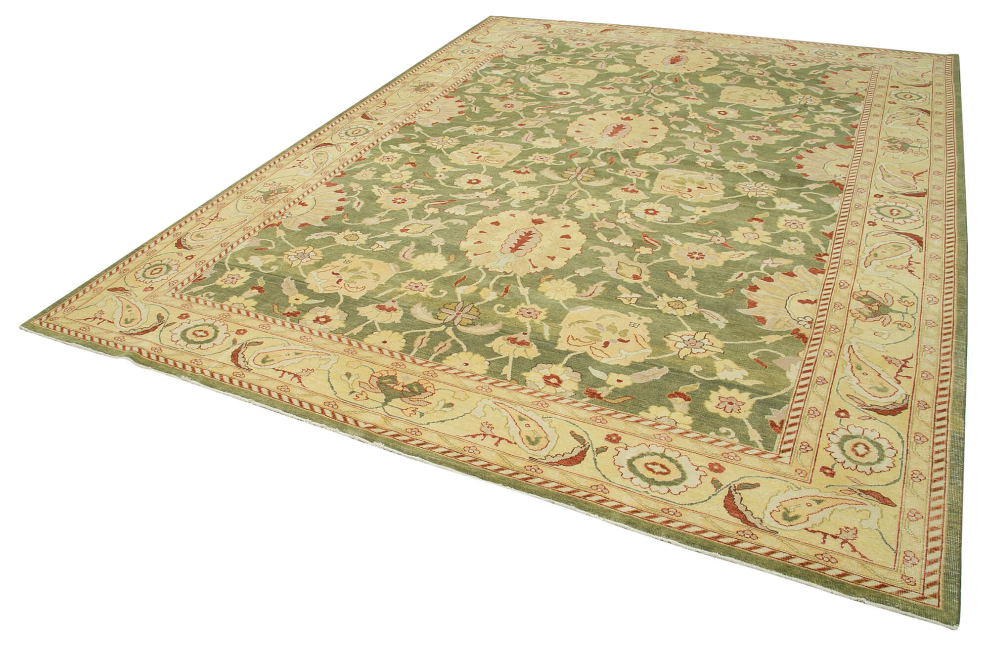 Handmade Wool Area Rug – Tebriz Classic Beige Cotton Wool Rug 8'10''x11'10''