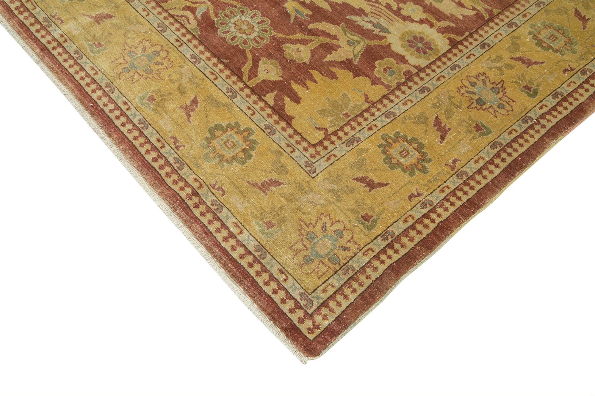 Handmade Wool Area Rug – Tebriz Classic Yellow Cotton Wool Carpet 8'2''x9'9''