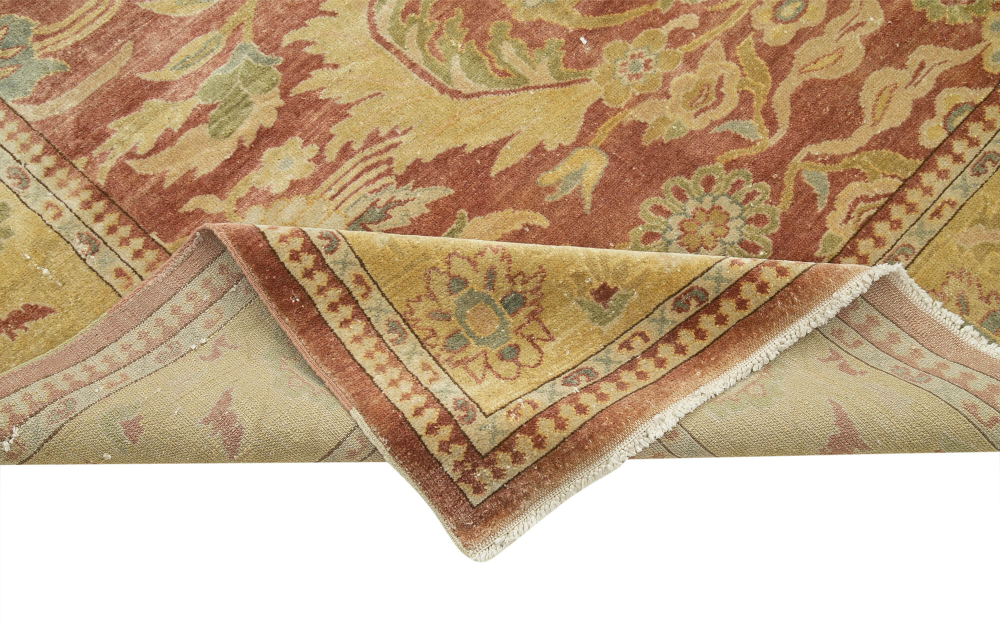 Handmade Wool Area Rug – Tebriz Classic Yellow Cotton Wool Carpet 8'2''x9'9''