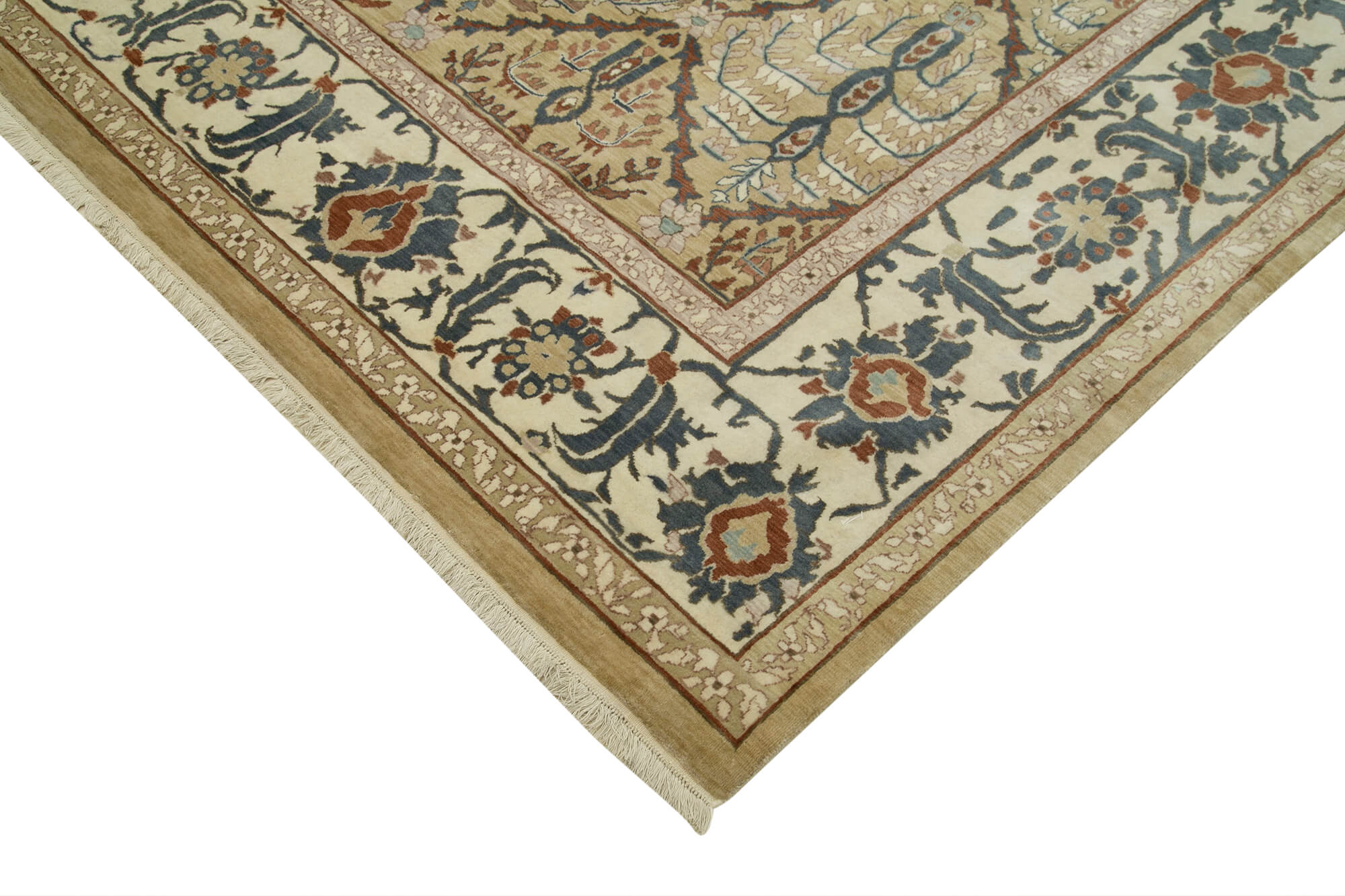 Handmade Wool Area Rug – Tebriz Beige Classic Cotton Wool Rug 8'9"x12'2" by Agacan