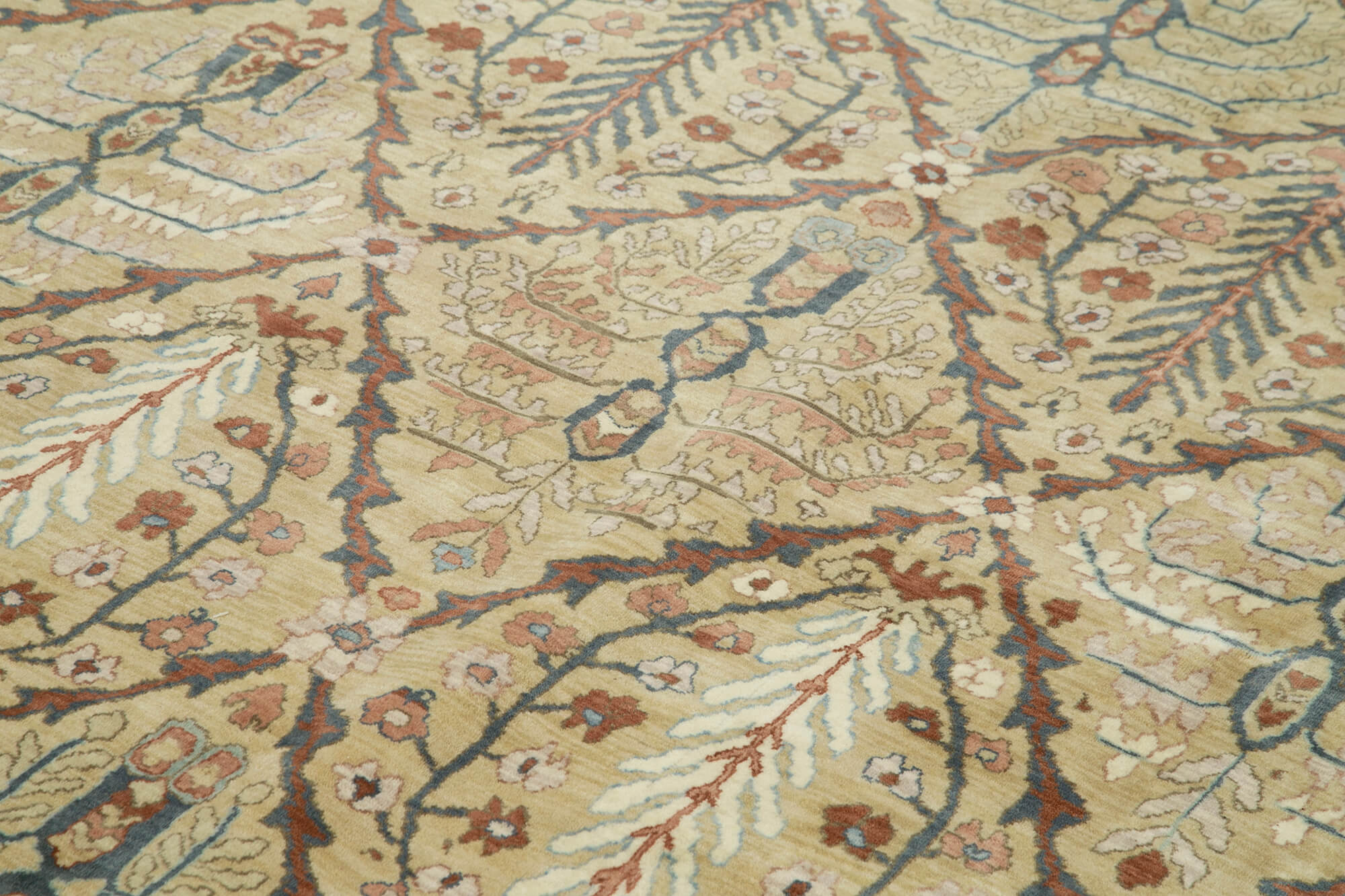 Handmade Wool Area Rug – Tebriz Beige Classic Cotton Wool Rug 8'9"x12'2" by Agacan