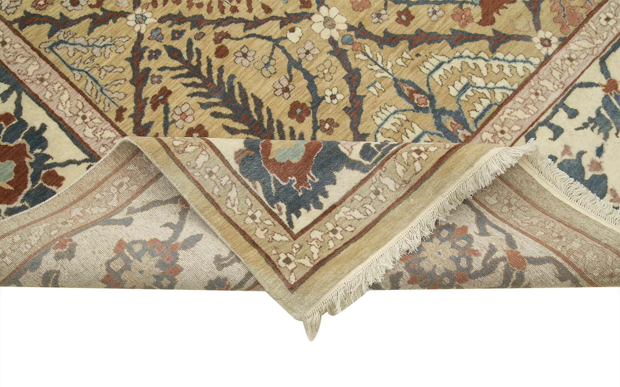 Handmade Wool Area Rug – Tebriz Beige Classic Cotton Wool Rug 8'9"x12'2" by Agacan