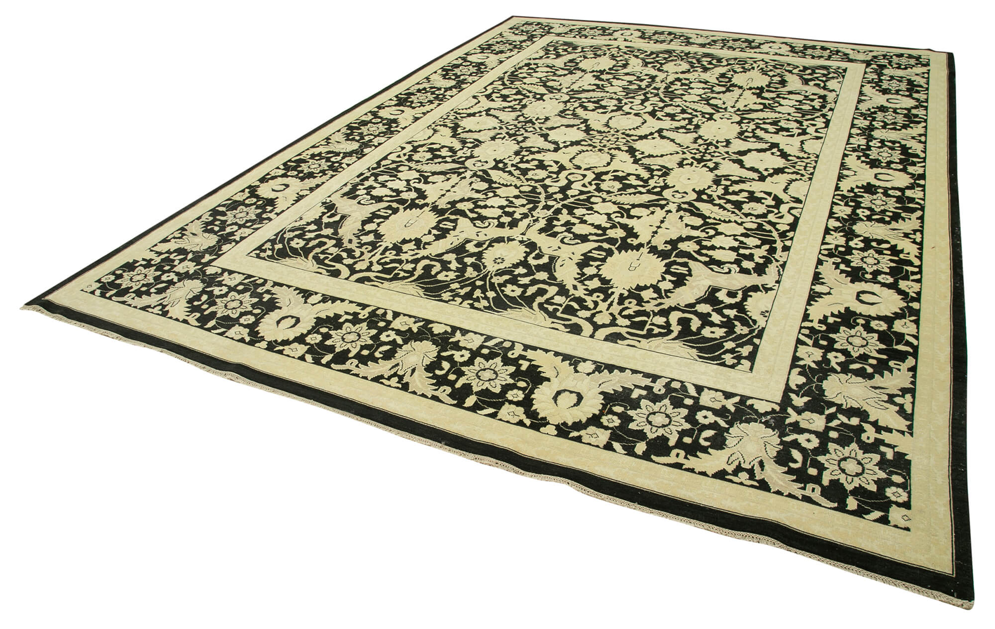 Handmade Wool Area Rug – Tebriz Classic Beige Cotton Wool Rug 9'5''x13'3''