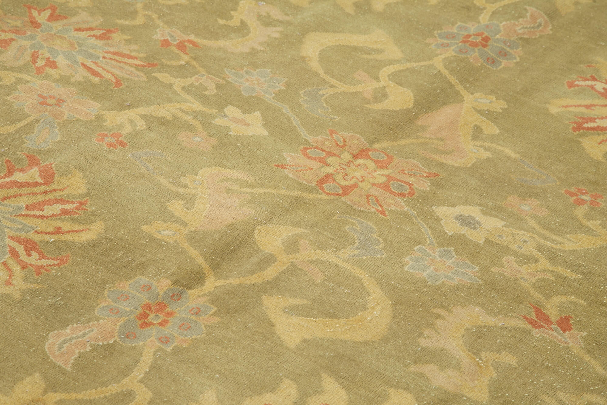 Handmade Wool Area Rug - Tebriz Yellow Classic Cotton Rug 8'4'' x 10'0''