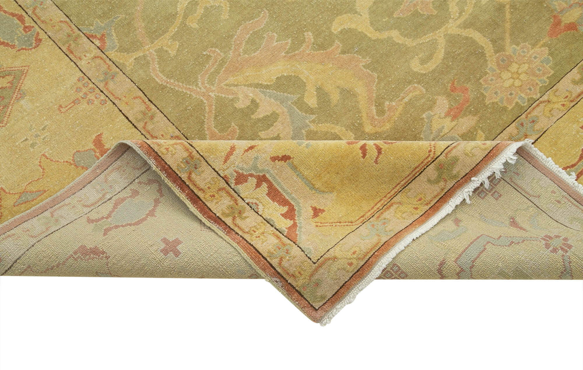 Handmade Wool Area Rug - Tebriz Yellow Classic Cotton Rug 8'4'' x 10'0''