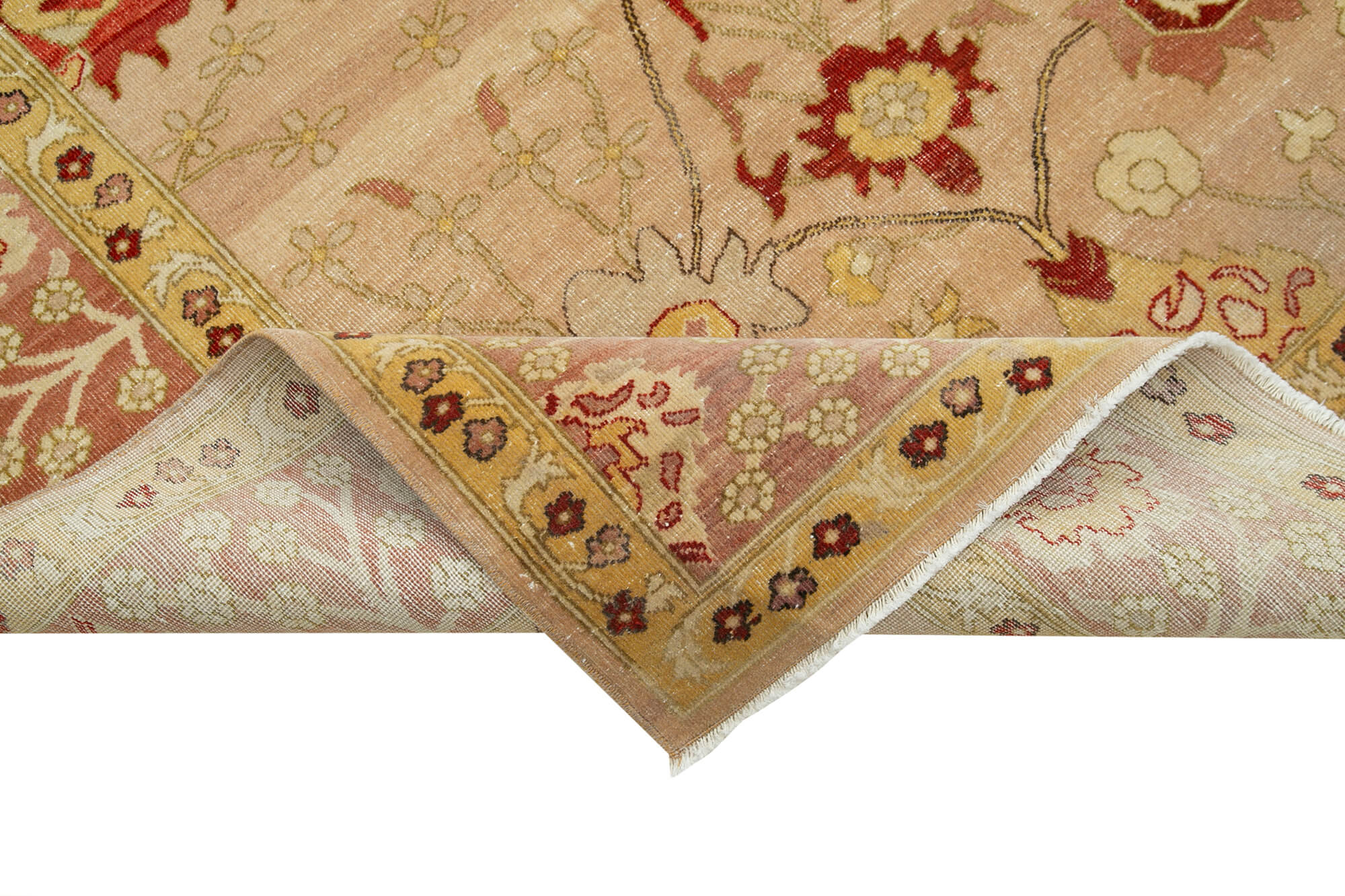 Handmade Wool Area Rug – Vintage Turkish Carpet 8x11 Classic Yellow Rug