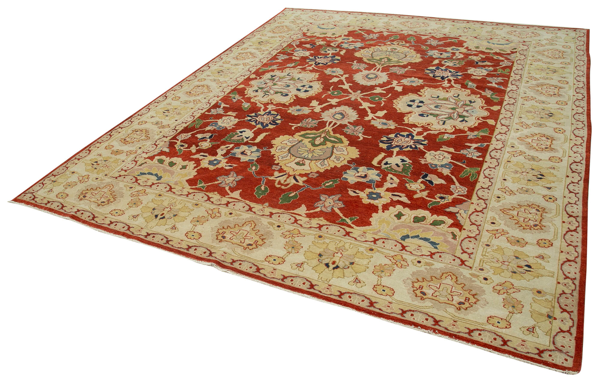 Handmade Wool Area Rug – Tebriz Beige Classic Cotton Rug 8x10 Feet