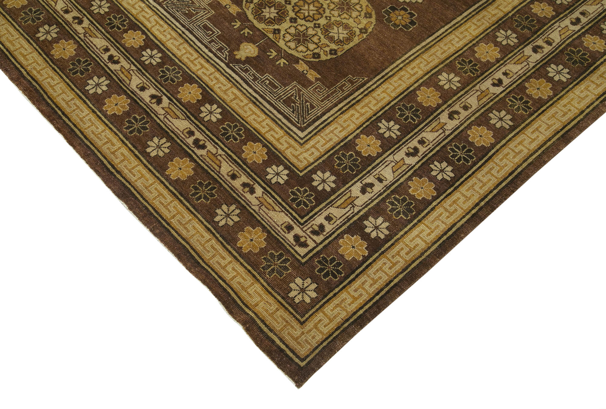 Handmade Wool Area Rug - Tebriz Brown Classic Cotton Wool Rug 8'11'' x 11'9''