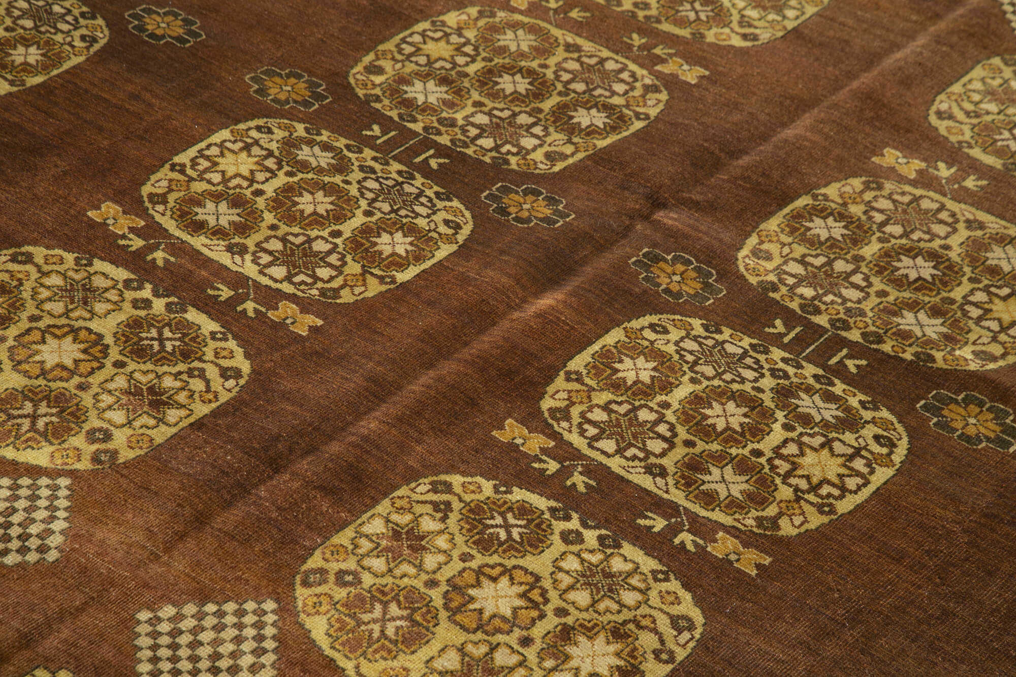 Handmade Wool Area Rug - Tebriz Brown Classic Cotton Wool Rug 8'11'' x 11'9''