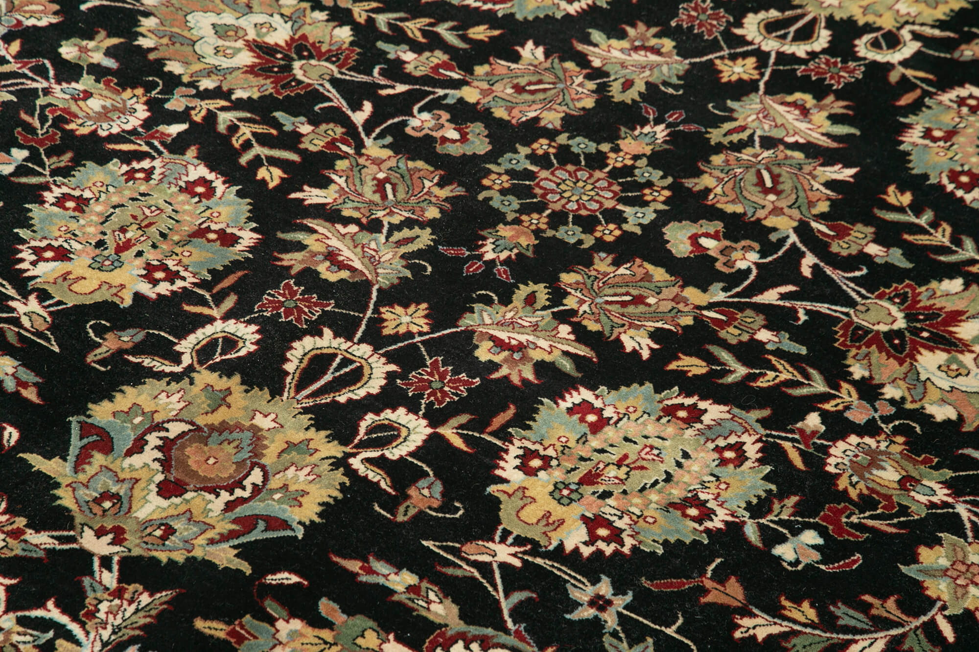 Handmade Area Rug – Classic Black Tebriz Wool & Cotton Carpet 9'2''x12'3''