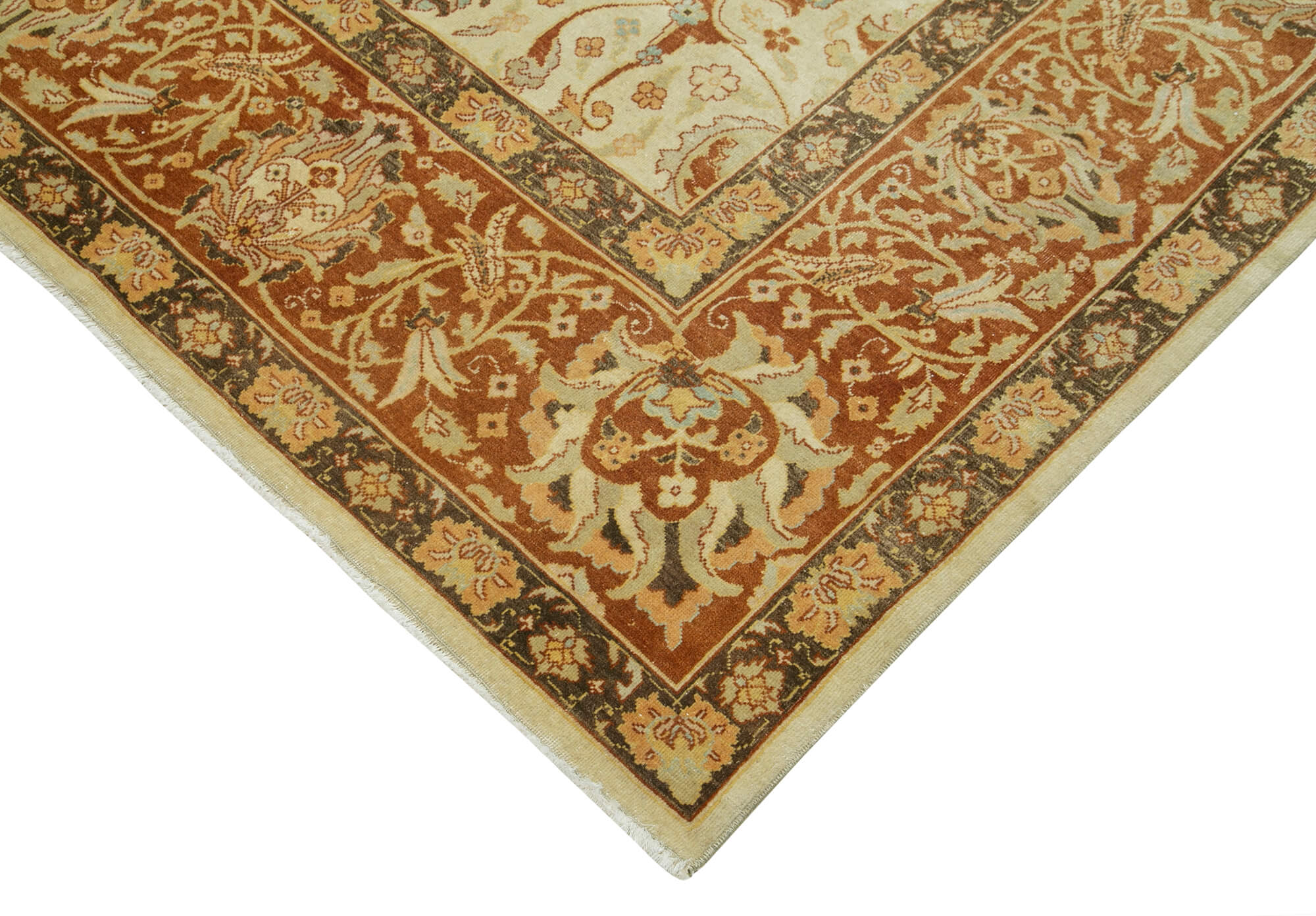 Handmade Wool Area Rug – Tebriz Classic Beige 8x11 Vintage Cotton Carpet