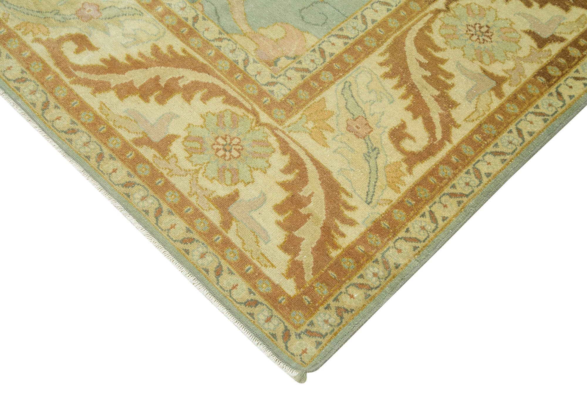 Handmade Wool Area Rug – Tebriz Beige Vintage Carpet 10'1''x13'8'' Classic Cotton Rug