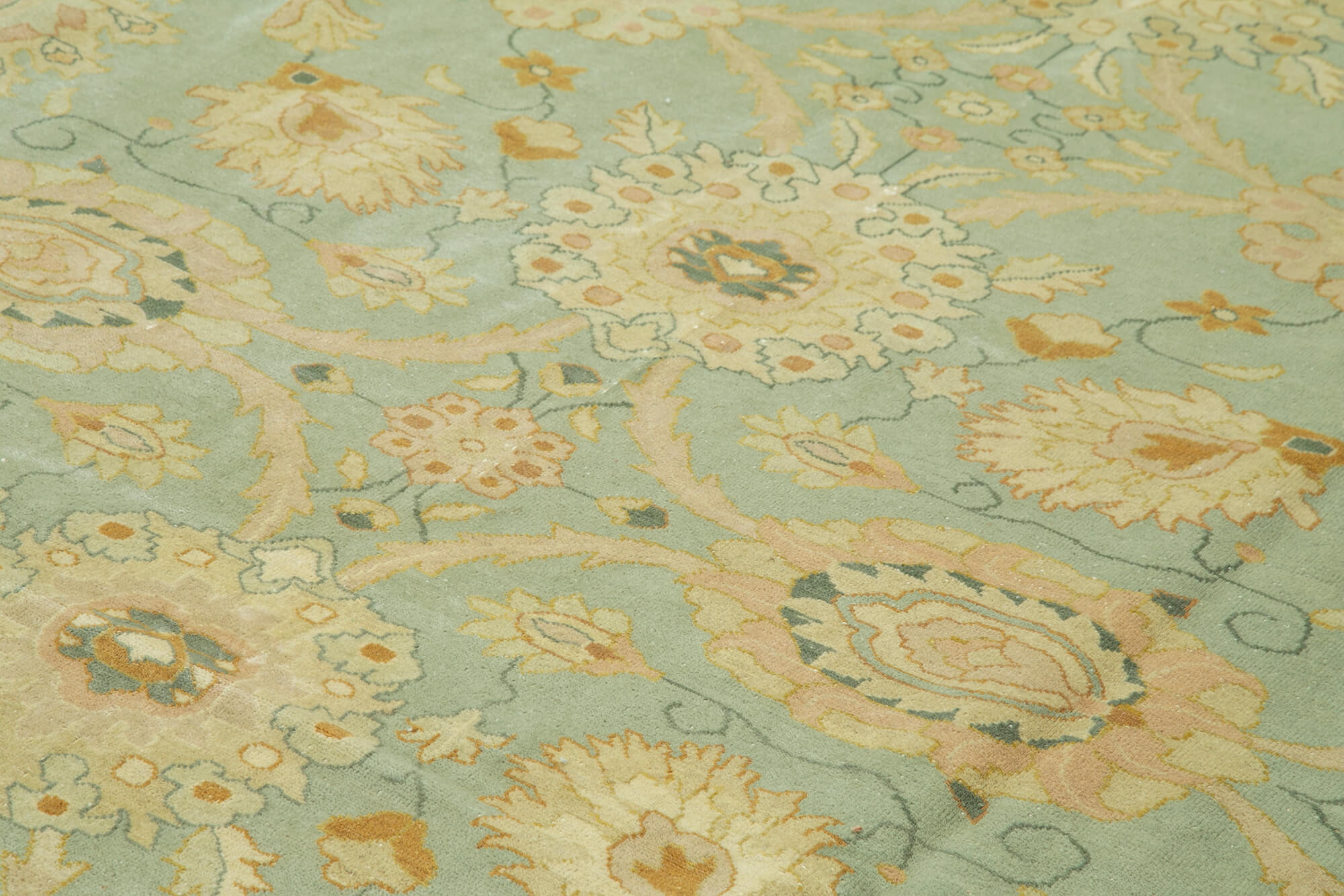 Handmade Wool Area Rug – Tebriz Beige Vintage Carpet 10'1''x13'8'' Classic Cotton Rug