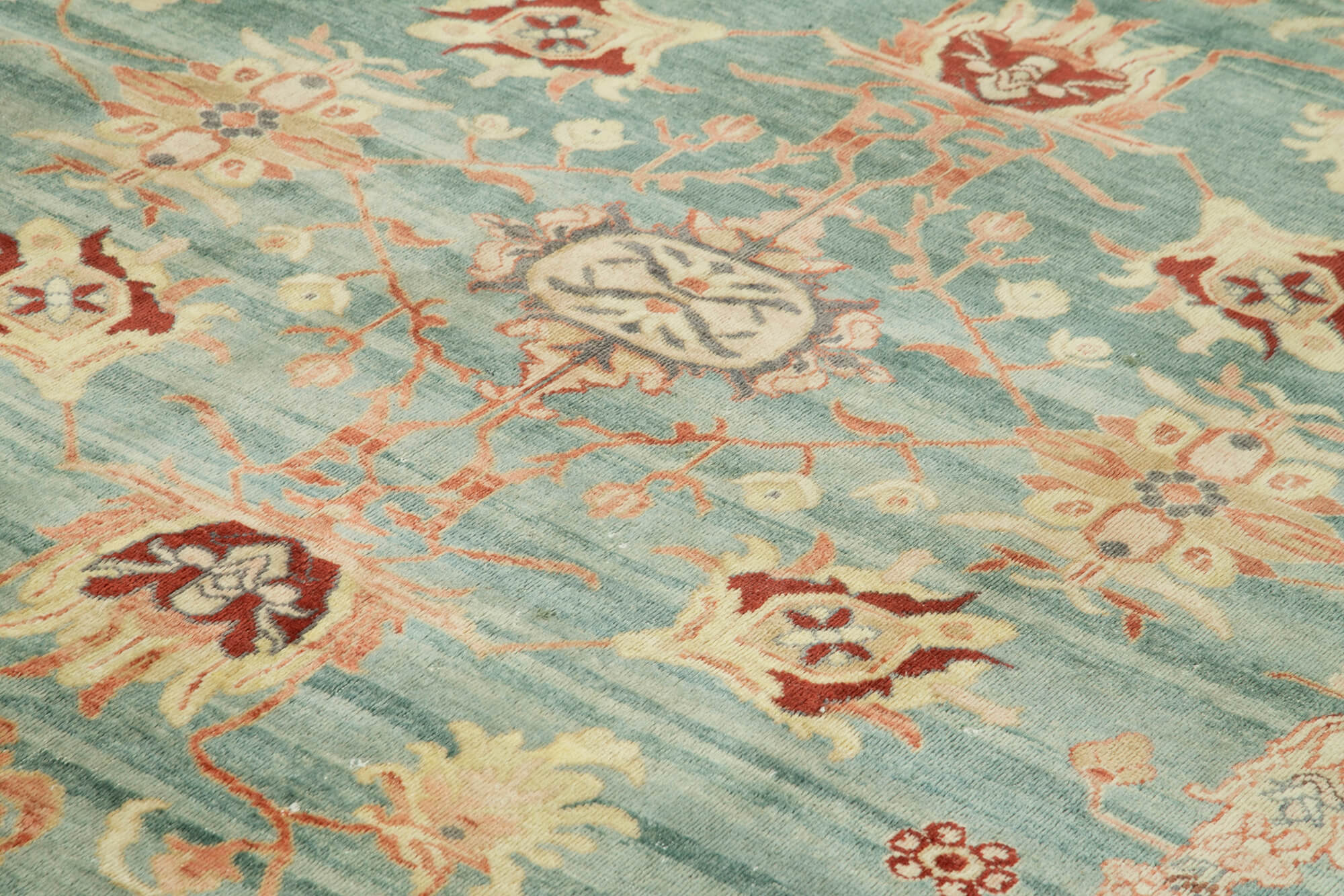 Handmade Wool Area Rug – Tebriz Red Classic Style 10'1''x13'7'' Cotton Wool Rug