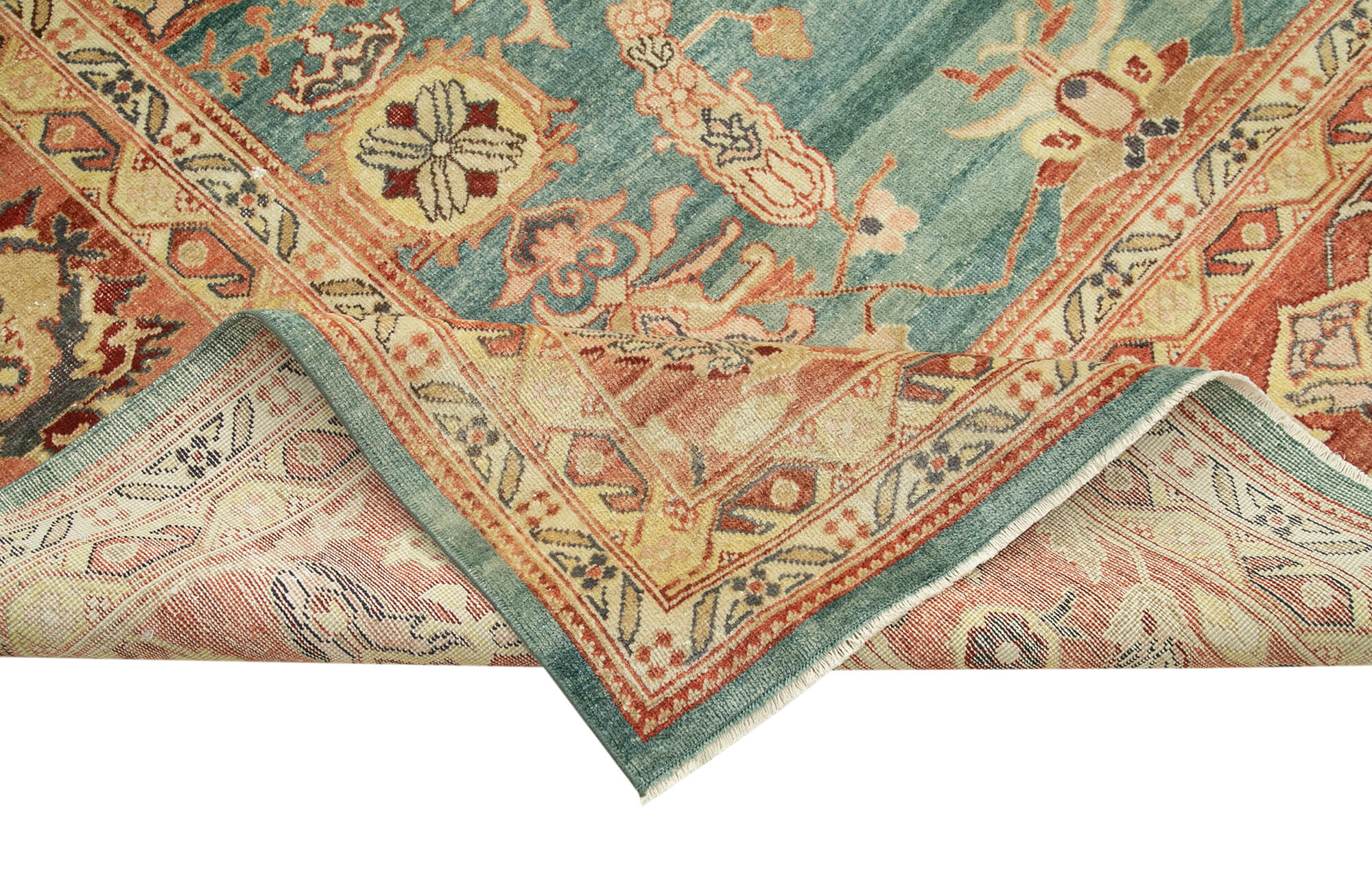 Handmade Wool Area Rug – Tebriz Red Classic Style 10'1''x13'7'' Cotton Wool Rug