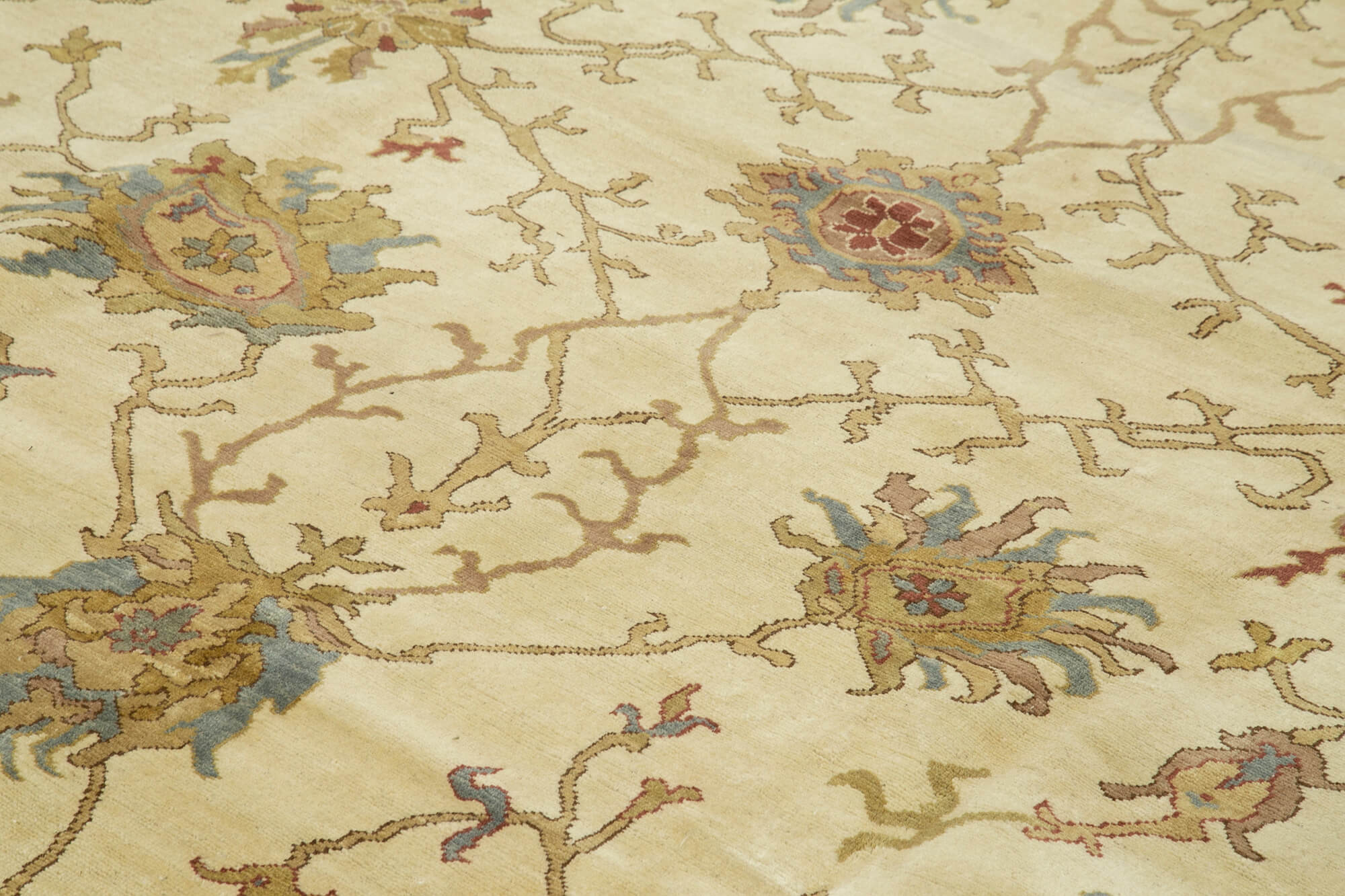 Handmade Area Rug - Tebriz Beige Classic Cotton Wool Vintage Carpet 9'10'' x 13'1''
